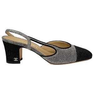 🖤🩶CHANEL glitter sparkly sling backs. Size 7.
